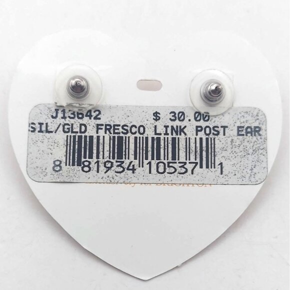 Brighton Fresco 3-Pc Set Silver & Gold Plated Necklace Earrings Bracelet & Tin - Picture 8 of 8